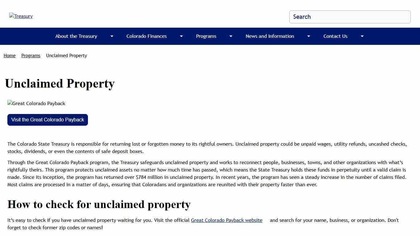 Unclaimed Property Treasury